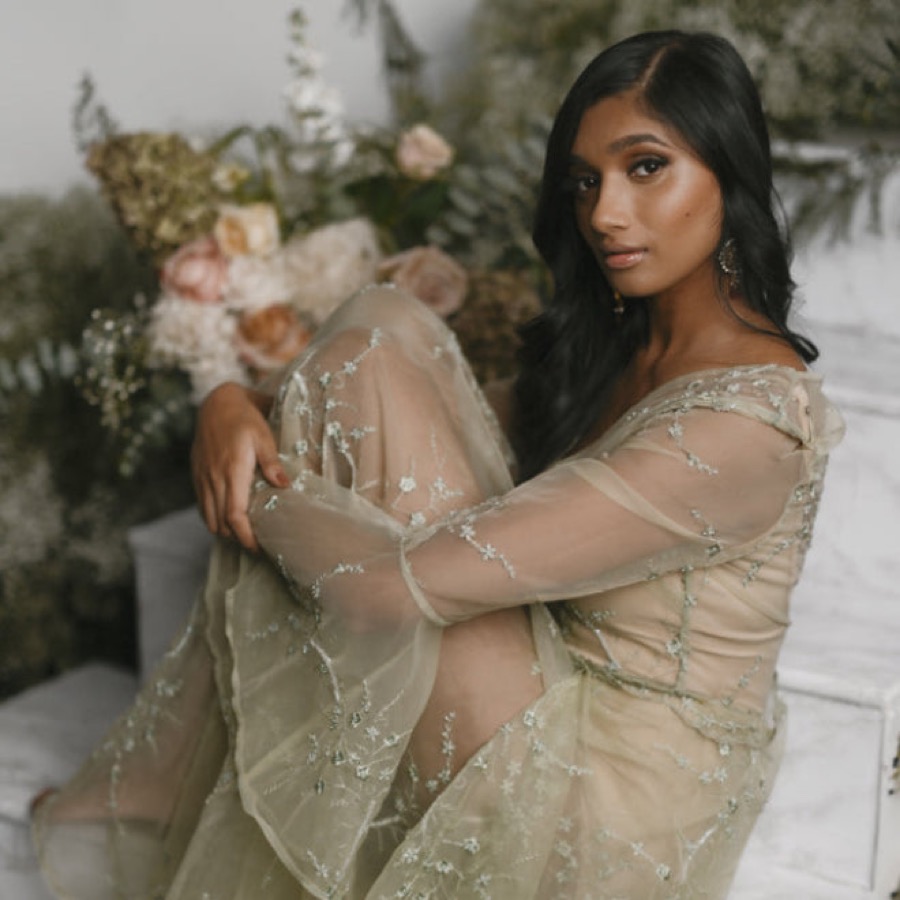 Editorial bridal portrait edited with the tEE color system